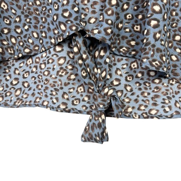 West Kei Womens Topper Animal Print Tie Front Top Size Large Casual Multicolor - Picture 5 of 7